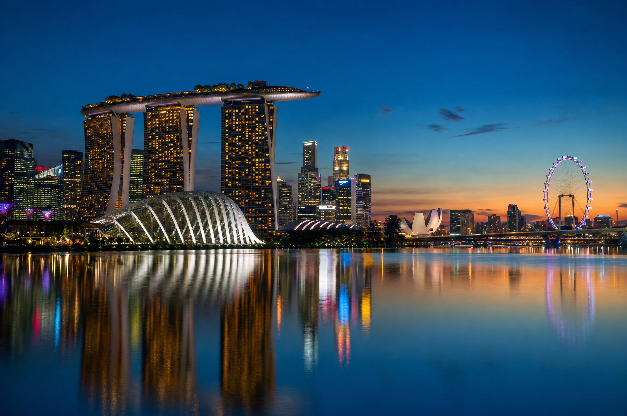 Singapore cityscape under dramatic monsoon skies